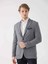 Gri Erkek Slim Fit Desenli Mono Yaka Ceket 3