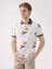 Kahverengi Erkek Slim Fit Çiçek Desenli Casual Polo Yaka T-shirt 1