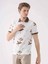 Kahverengi Erkek Slim Fit Çiçek Desenli Casual Polo Yaka T-shirt 4