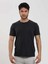 Siyah Erkek Slim Fit Düz O Yaka T-shirt 2