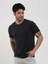 Siyah Erkek Slim Fit Düz O Yaka T-shirt 4