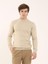 Bej Erkek Slim Fit Yarım Balıkçı Yaka Triko 1
