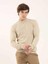 Bej Erkek Slim Fit Yarım Balıkçı Yaka Triko 3