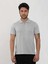 Gri Erkek Slim Fit Baklava Desenli Polo Yaka T-shirt 2