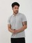 Gri Erkek Slim Fit Baklava Desenli Polo Yaka T-shirt 3