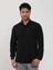 Siyah Erkek Slim Fit Gofre Desenli Brent Yaka Uzun Kol Gömlek - 104815 1