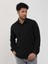 Siyah Erkek Slim Fit Gofre Desenli Brent Yaka Uzun Kol Gömlek - 104815 2