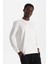Erkek Beyaz %100 Organik Pamuk Uzun Kollu Relax Fit Bisiklet Yaka T-Shirt 2