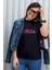 Lost In Nowhere Yazılı Yukarı Ok Tasarım Baskılı Oversize Unisex Siyah T-Shirt 3