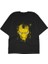 Iron Man Tasarım Baskılı Oversize Unisex Siyah T-Shirt 3