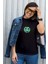 Smile Tasarım Baskılı Oversize Unisex Siyah T-Shirt 3