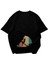Retro Tırmanışı Tasarım Baskılı Oversize Unisex Siyah T-Shirt 4