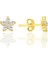 Gümüş Altın Yaldızlı Zirkon Taşlı Çiçek Küpe SGTL12550GOLD 1
