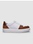 Deri Beyaz - Taba Bağcıklı Erkek Sneaker 1