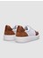 Deri Beyaz - Taba Bağcıklı Erkek Sneaker 3