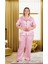 Pembe Beyaz Çizgili 2XL-3XL-4XL Beden Pijama Takımı 1