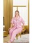 Pembe Beyaz Çizgili 2XL-3XL-4XL Beden Pijama Takımı 2