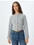 Crop Tüvit Ceket Yuvarlak Yaka Düğmeli Uzun Kollu Cepli 3