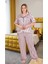 Pudra Pembe Üzeri Siyah Çizgili 2XL-3XL-4XL Beden Pijama Takımı 1