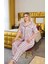 Pudra Pembe Üzeri Siyah Çizgili 2XL-3XL-4XL Beden Pijama Takımı 2