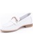 Kadın Loafer Ayakkabı Deri Beyaz Renk Kısa Topuklu Rahat Kullanım 4