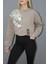 Baskılı Crop Sweat Taba - 211.502. 1