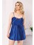 Aria's Closet Büyük Beden Saks Kısa Saten Gecelik 1
