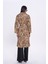 Leopar Desenli Uzun Trençkot Bej 5