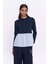 Match Detaylı Uzun Kol Çizgili Sweatshirt Lacivert 1