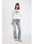 Boxy Fit Bisiklet Yaka Baskılı Kalın Sweatshirt D8723AX24WN 2
