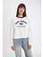 Boxy Fit Bisiklet Yaka Baskılı Kalın Sweatshirt D8723AX24WN 4