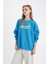 Loose Fit Bisiklet Yaka Sırt Baskılı Kalın Sweatshirt D5185AX24AU 5