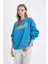 Loose Fit Bisiklet Yaka Sırt Baskılı Kalın Sweatshirt D5185AX24AU 4