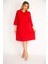 Kadın Kırmızı Dik Yakalı Etek Kısmı Yaka ve Kol Ağzı Sıvama Kumaş Elbise 65N35038 9
