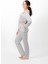 Kadın Gömlek Yaka %100 Pamuk Çizgili Kırmızı Pijama Takımı 2444 2