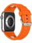 Apple Watch Uyumlu 44MM KRD-117 Hava Alabilen Delikli Metal Süslemeli Desenli Silikon Kordon-Titanyum- 2
