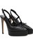 Kadın Siyah Arkası Açık Platform Yüksek Topuklu Deri Ayakkabı 24WFD121618 4