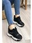 2069 Anatomik Gizli Dolgu Tabanlı Kadın Sneakers Ayakkabı - Nkt02069-Sıyah Beyaz-37 4