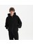 Erkek Siyah %100 Organik Pamuk Kanguru Cepli Fermuarlı Kapüşonlu Oversize Sweatshirt 1