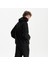 Erkek Siyah %100 Organik Pamuk Kanguru Cepli Fermuarlı Kapüşonlu Oversize Sweatshirt 4