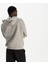 Erkek Gri %100 Organik Pamuk Kanguru Cepli Fermuarlı Kapüşonlu Oversize Sweatshirt 4