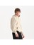 Erkek Bej %100 Organik Pamuk Kanguru Cepli Fermuarlı Kapüşonlu Oversize Sweatshirt 2