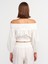 50258 Omuzları Açık Düğmeli Top-Ekru 2