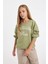 Kız Çocuk Yeşil Relax Fit Bisiklet Yaka Baskılı Sweatshirt D3572A824AU 4