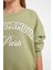 Kız Çocuk Yeşil Relax Fit Bisiklet Yaka Baskılı Sweatshirt D3572A824AU 5
