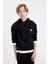 Erkek Çocuk Siyah Oversize Geniş Kalıp Kapüşonlu Cepli Okul Sweatshirt D0982A824AU 3