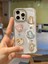 iPhone 15 Pro Max Uyumlu Sevimli Kedi Figürlü Simli Şeffaf Kılıf 1
