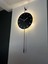 Yuvarlak Gravity Lighting Black - Pilli LED - Modern Dekoratif Metal Camlı Duvar Saati 5