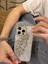 iPhone 15 Pro Uyumlu Gümüş Kristal Taşlı Kelebek Kanadı Desenli Şeffaf Kılıf 3