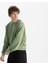 Erkek Yeşil %100 Organik Pamuk Bisiklet Yaka Oversize Sweatshirt 3